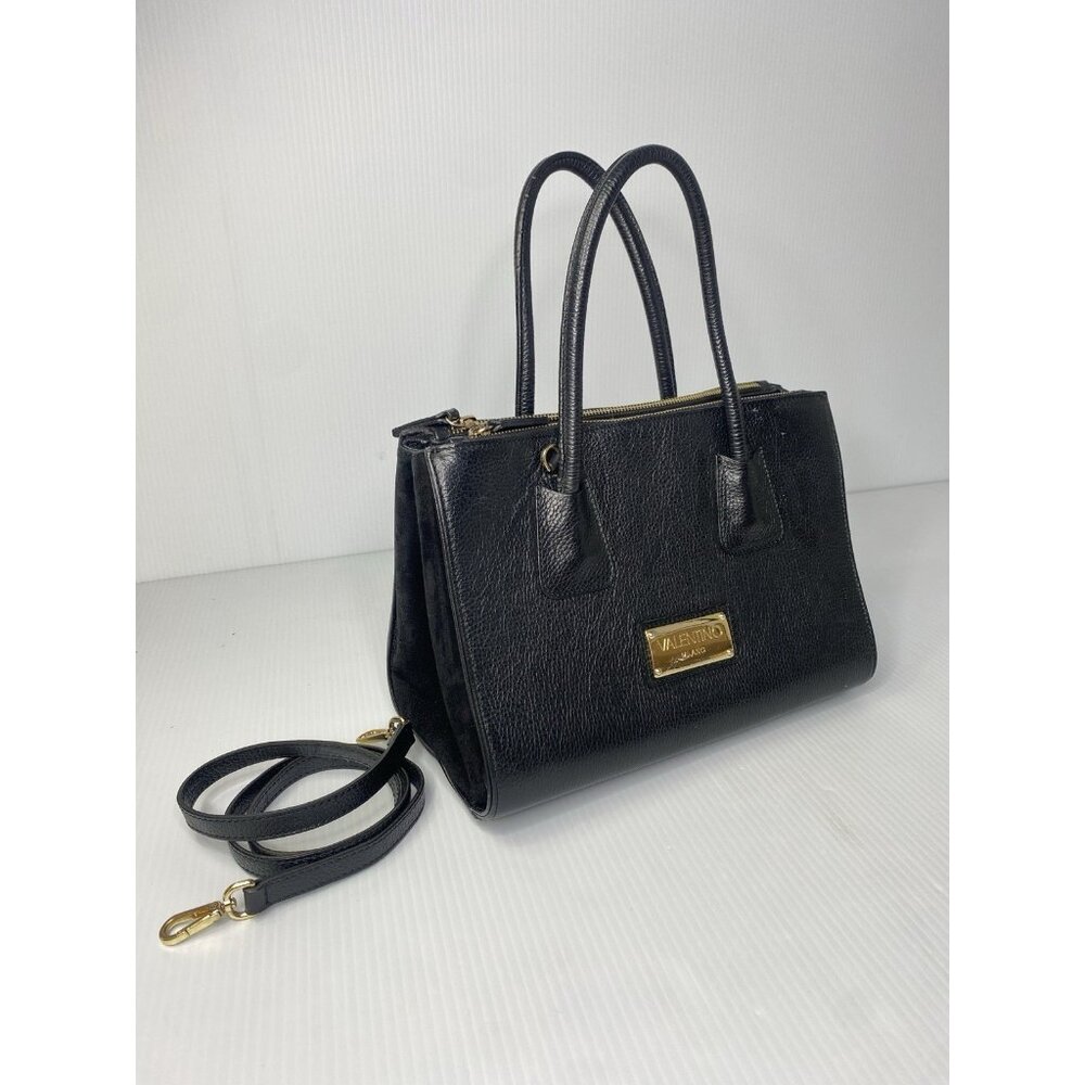 Valentino Milano leather & suede black bag satchel purse Mario Valentino